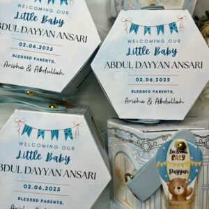 Hexagon Blue - Baby Boy Announcement Box