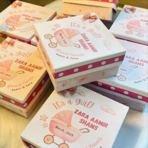 Pretty in Pink - Baby Girl Announcement Favor Box